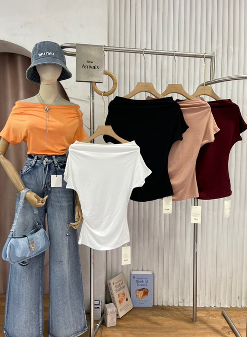 Wide Neck Fitted Top